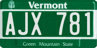VT license plate AJX781