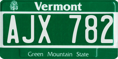 VT license plate AJX782