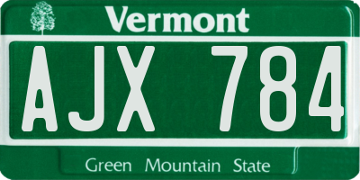 VT license plate AJX784
