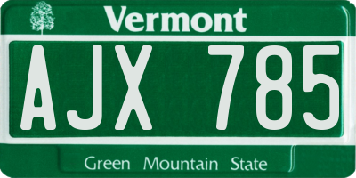 VT license plate AJX785