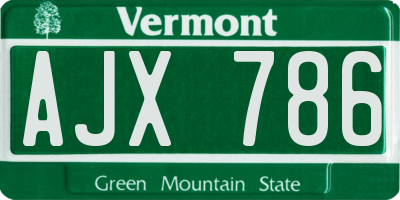 VT license plate AJX786
