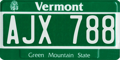VT license plate AJX788