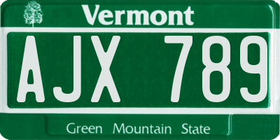 VT license plate AJX789