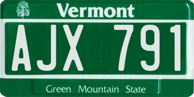 VT license plate AJX791