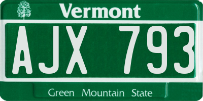 VT license plate AJX793