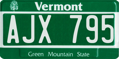 VT license plate AJX795