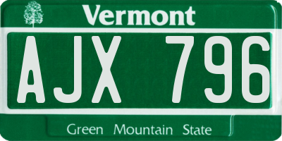 VT license plate AJX796