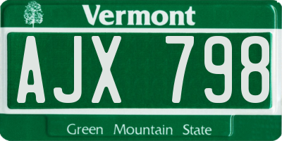 VT license plate AJX798