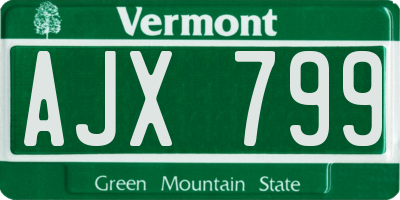 VT license plate AJX799