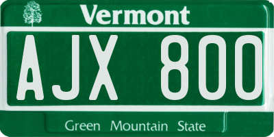 VT license plate AJX800