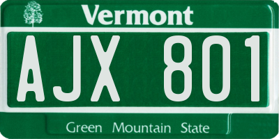 VT license plate AJX801