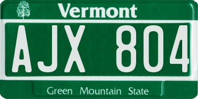 VT license plate AJX804