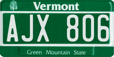 VT license plate AJX806
