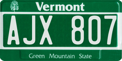 VT license plate AJX807