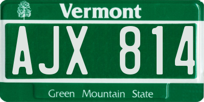 VT license plate AJX814