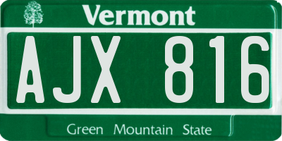 VT license plate AJX816