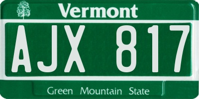 VT license plate AJX817