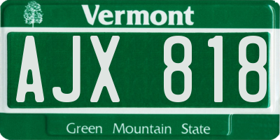 VT license plate AJX818