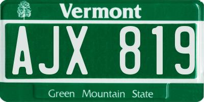 VT license plate AJX819