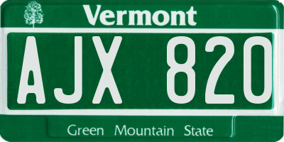 VT license plate AJX820