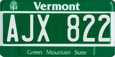 VT license plate AJX822