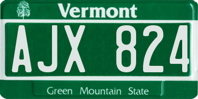 VT license plate AJX824