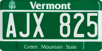 VT license plate AJX825