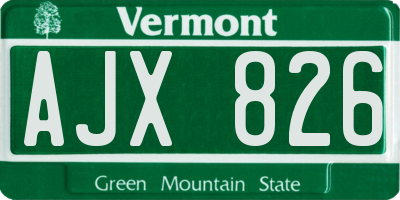 VT license plate AJX826