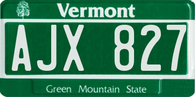 VT license plate AJX827