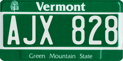 VT license plate AJX828