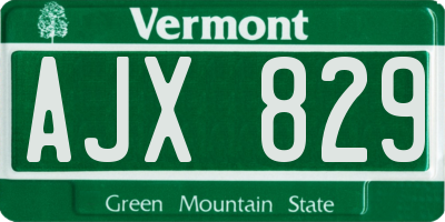 VT license plate AJX829