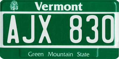 VT license plate AJX830