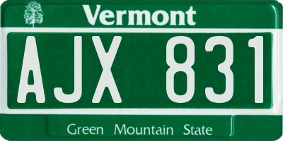 VT license plate AJX831