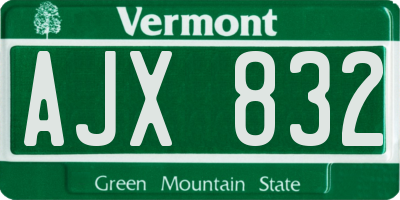 VT license plate AJX832