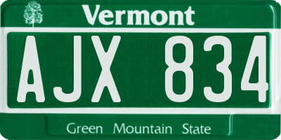 VT license plate AJX834