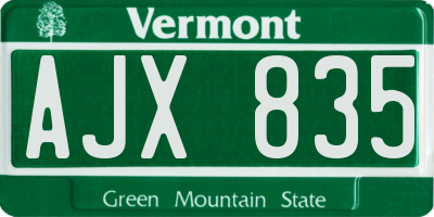 VT license plate AJX835