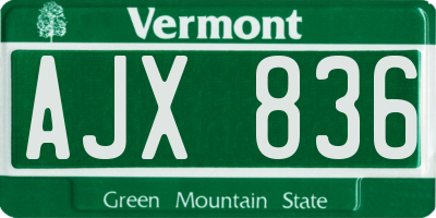 VT license plate AJX836