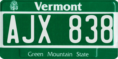 VT license plate AJX838