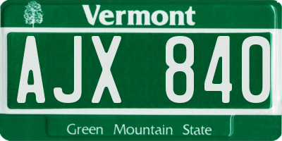 VT license plate AJX840