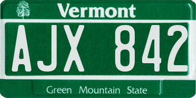 VT license plate AJX842