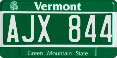 VT license plate AJX844