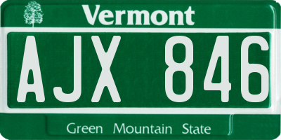 VT license plate AJX846