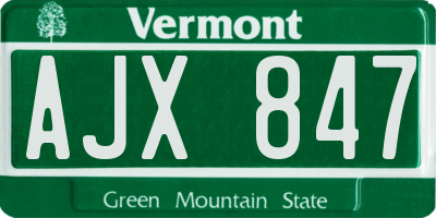 VT license plate AJX847