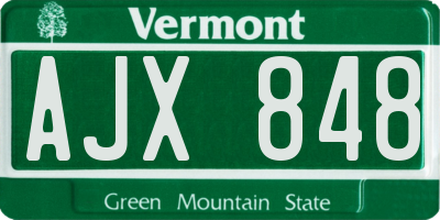 VT license plate AJX848