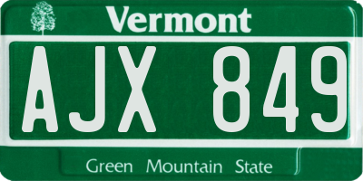 VT license plate AJX849