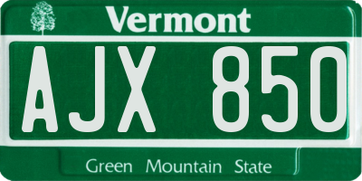 VT license plate AJX850