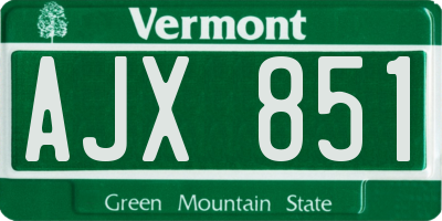 VT license plate AJX851