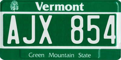 VT license plate AJX854