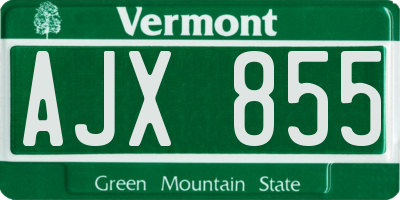VT license plate AJX855