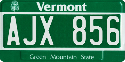 VT license plate AJX856